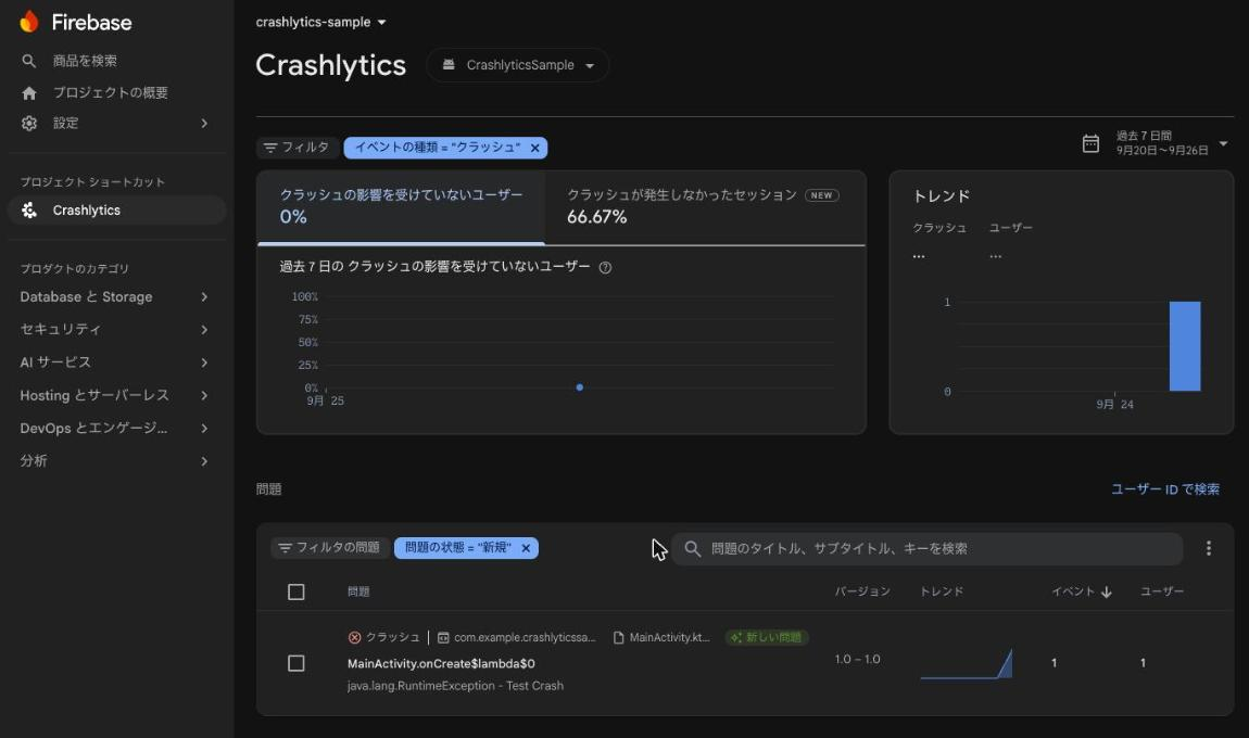 Crashlyticsの問題一覧