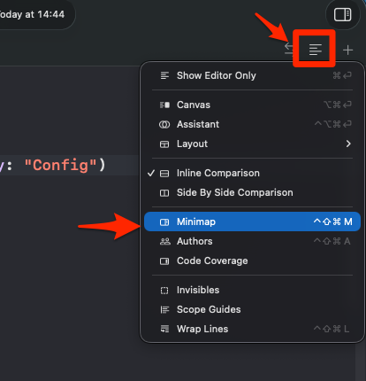 Minimap の表示/非表示メニュー