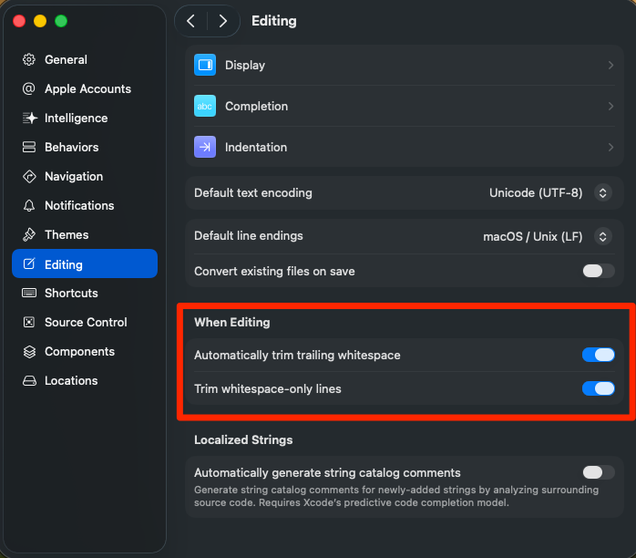 空行のインデントを無効にする設定