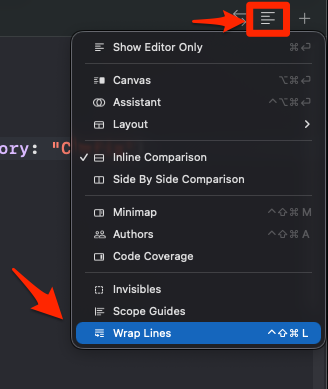 Line Wrapping メニュー